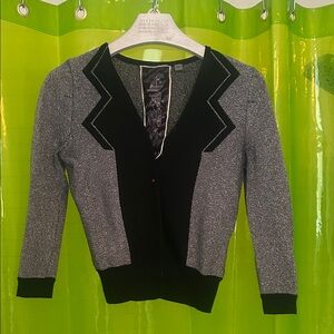 L.A.M.B. Silver and black art deco sweater